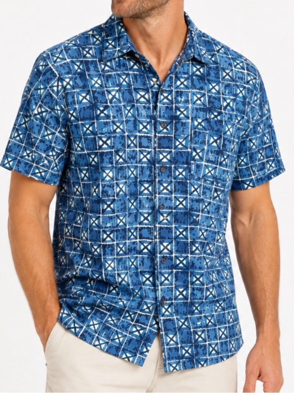 OCK Men’s Button Down Shirt Short Sleeve XL